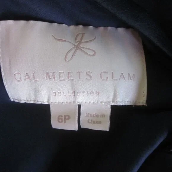 Gal Meets Glam Womens Size 6 Petite Dark Blue Twist Front Formal Midi Dress - Picture 3 of 15